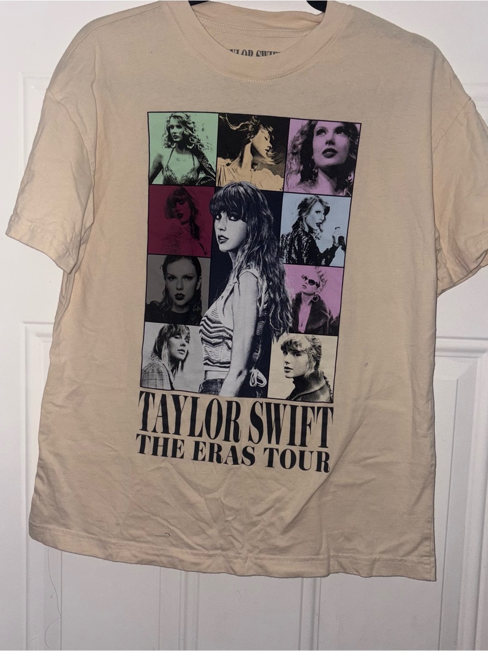 Taylor Swift Beige The Eras Tour Graphic Tee with Multicolor Photo Grid